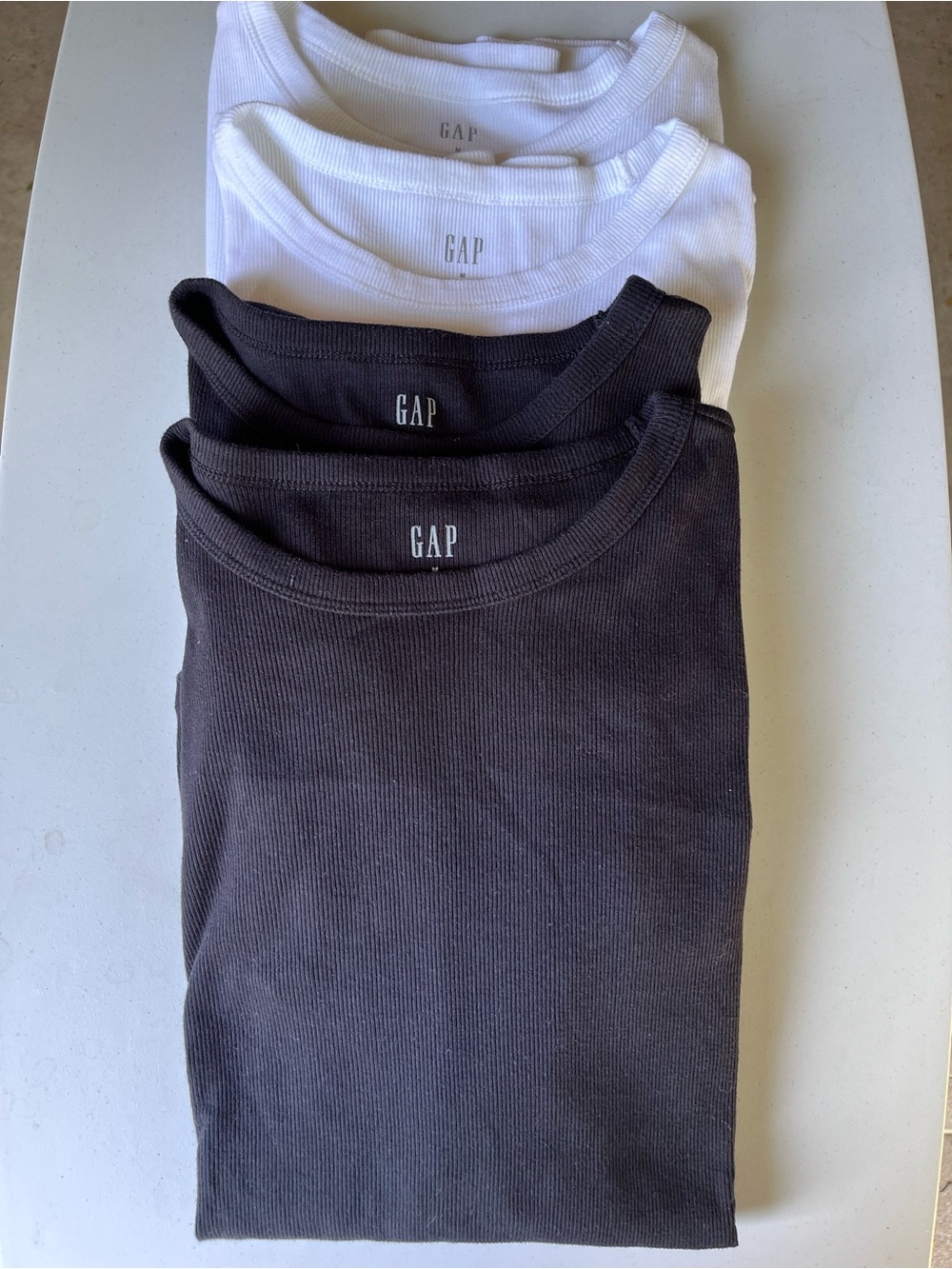 GAP Ribbed Crew Neck Longsleeve Tops - White & Black (4-Pack)